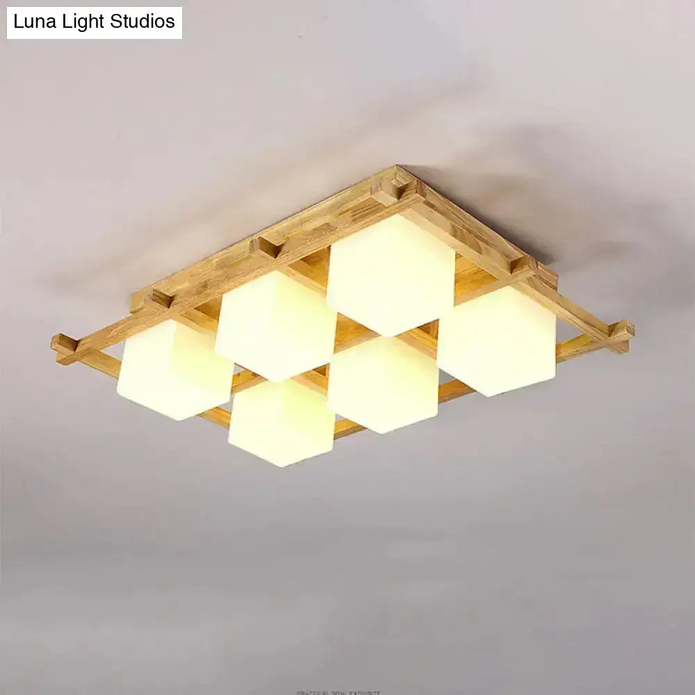 Wood Grid Ceiling Light