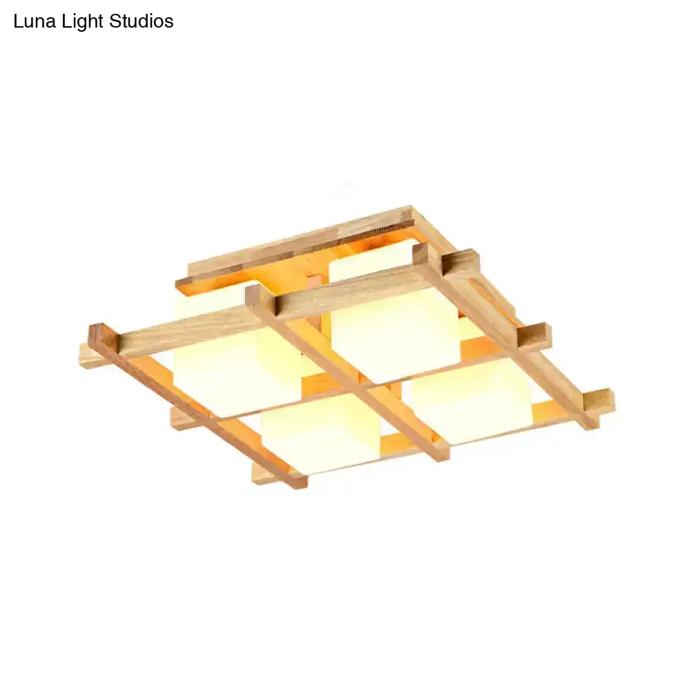 Wood Grid Ceiling Light