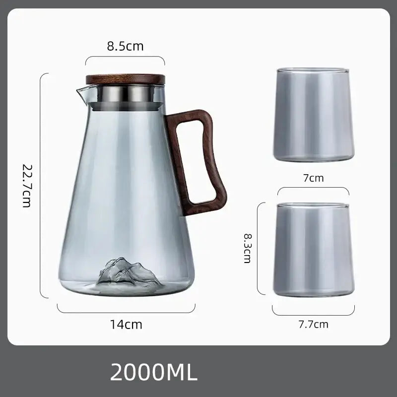 Wood Handle Glass Pitcher