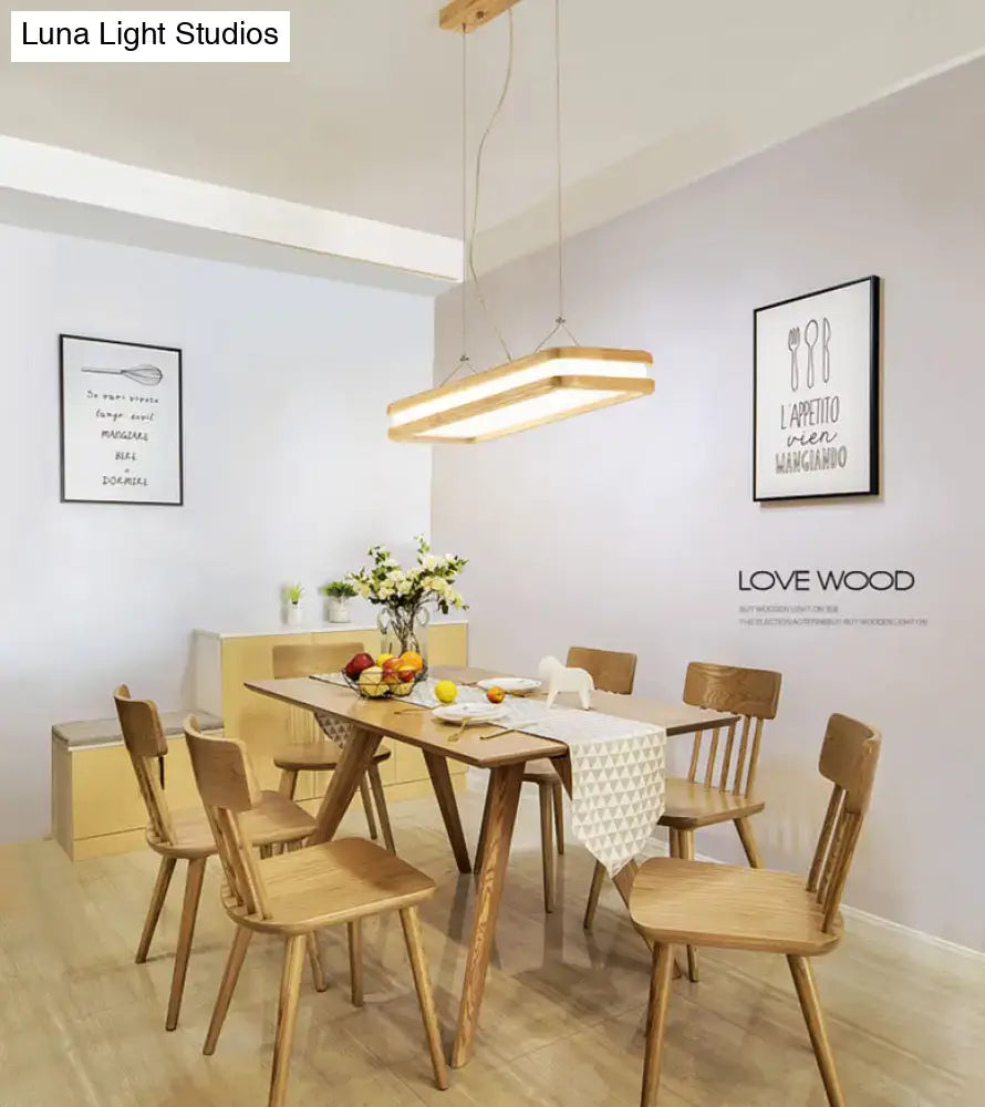 Wood Rectangular Island Lamp