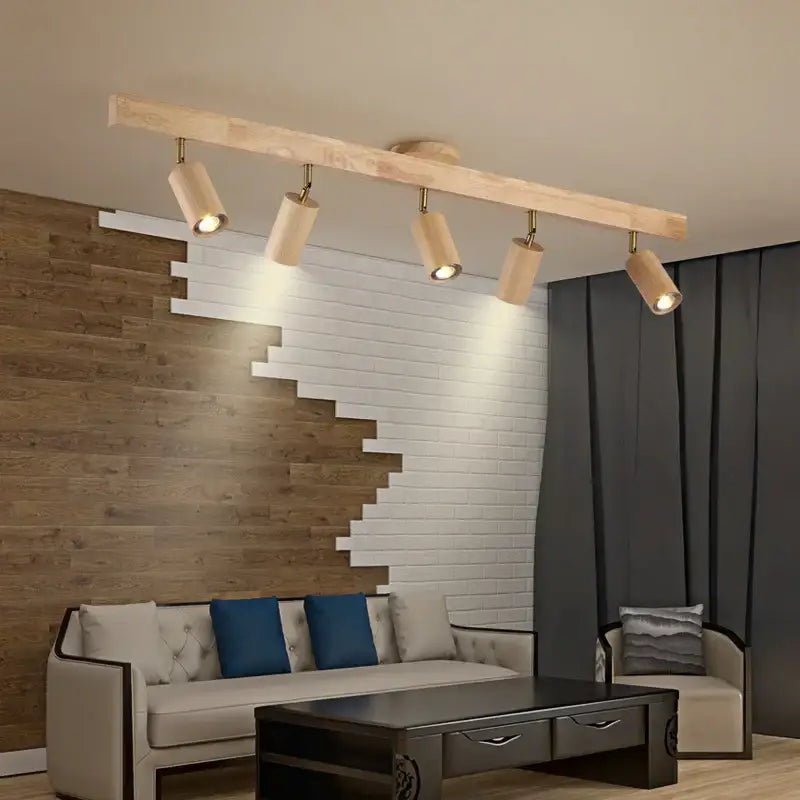 Wood Adjustable Ceiling Lamp