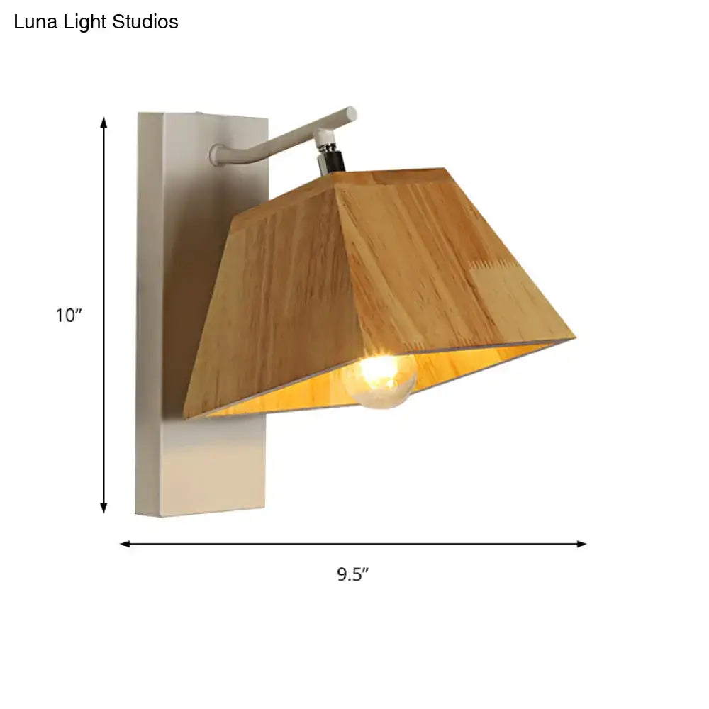Beige Wood Trapezoid Sconce