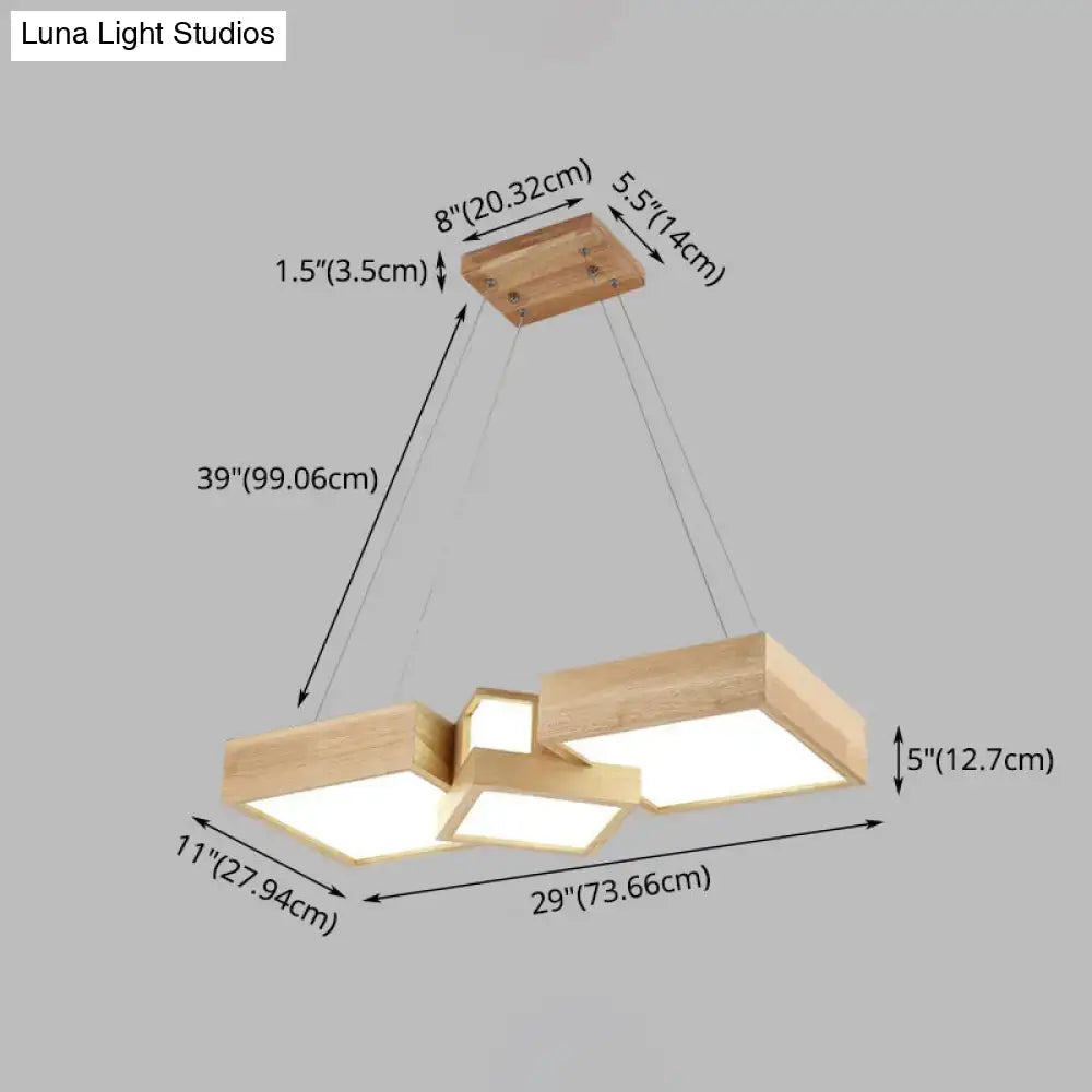 Wood Square Ceiling Light