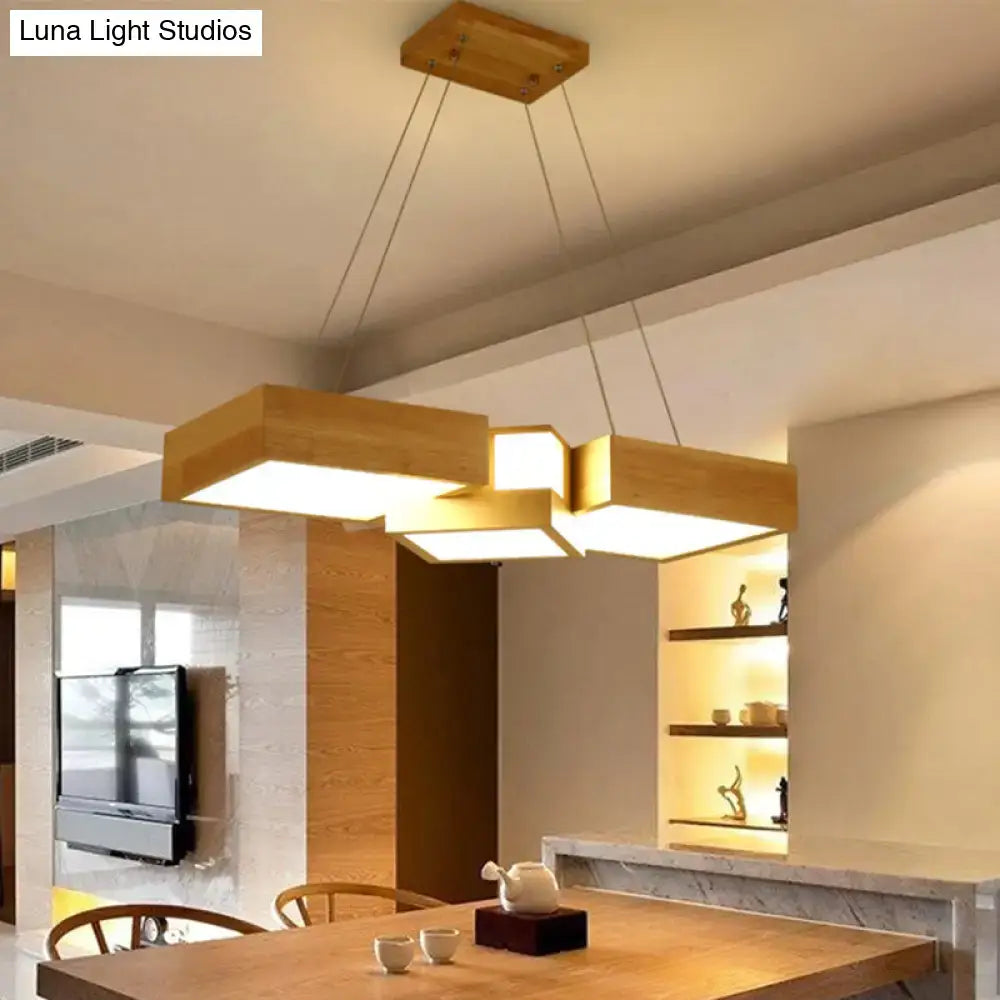 Wood Square Ceiling Light