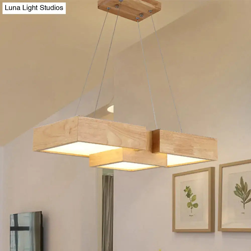 Wood Square Ceiling Light