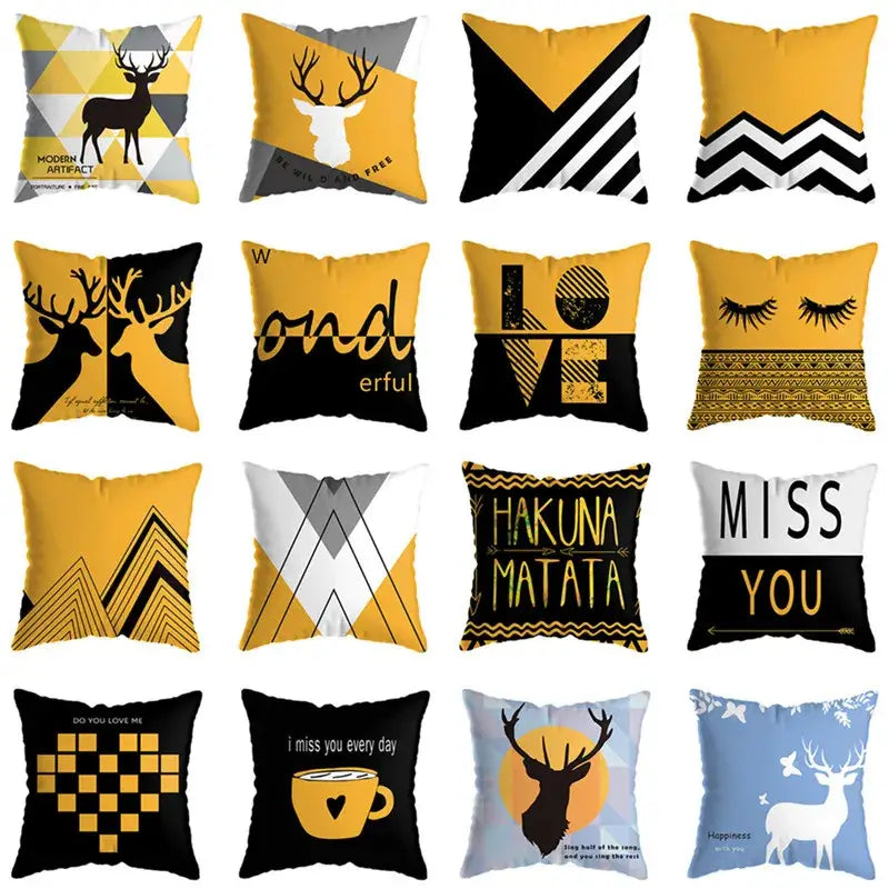 Yellow Geometric Pillowcase