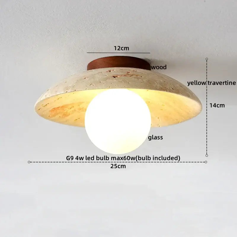 Yellow Travertine LED Ceiling Light