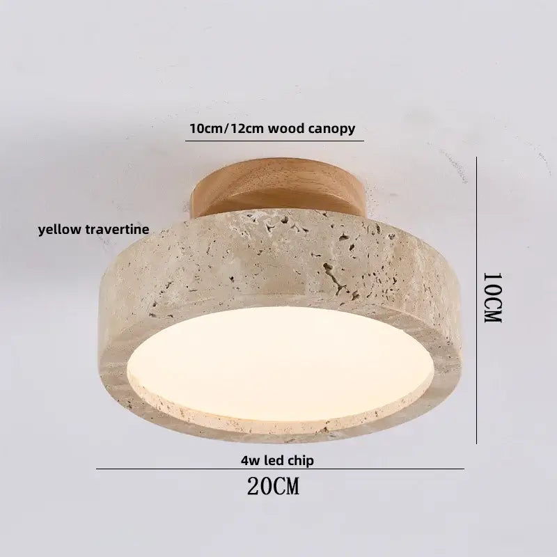 Yellow Travertine LED Ceiling Light