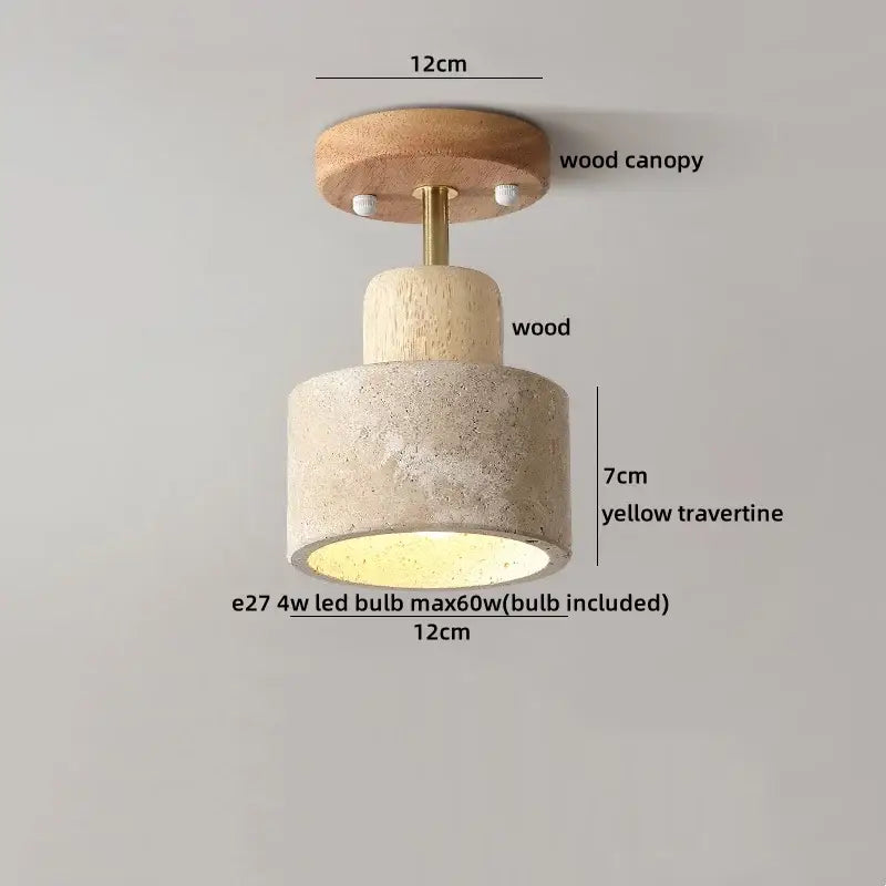 Yellow Travertine LED Ceiling Light