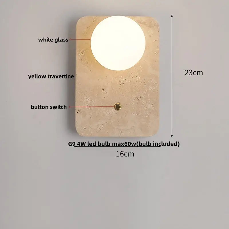 Yellow Travertine Wall Lamp Premium Stone