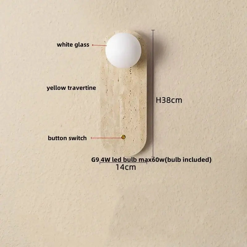 Yellow Travertine Wall Lamp Premium Stone