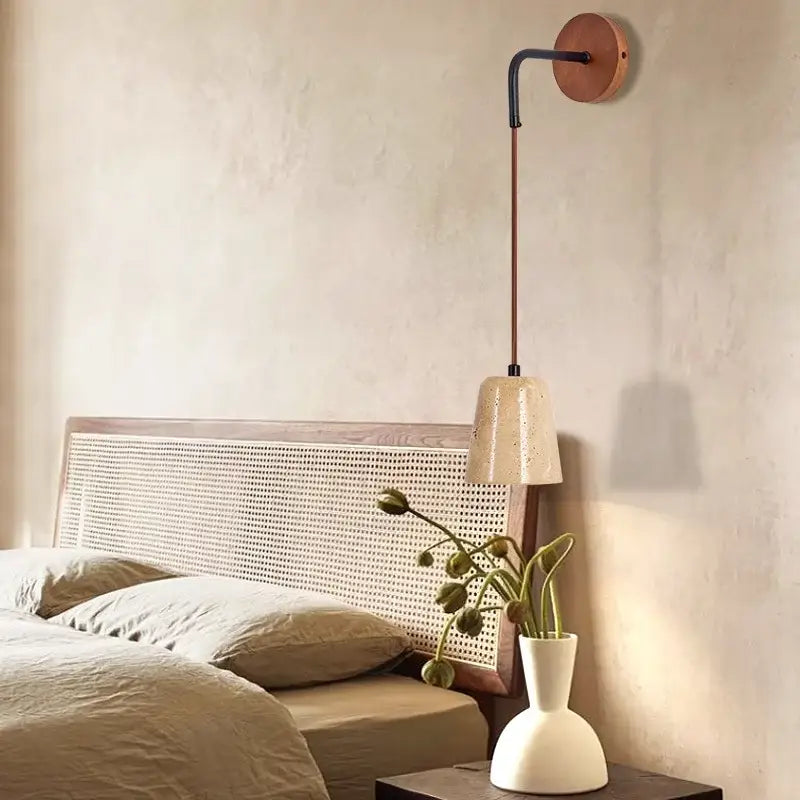 Yellow Travertine Wall Lamp for Hallway and Stairwell