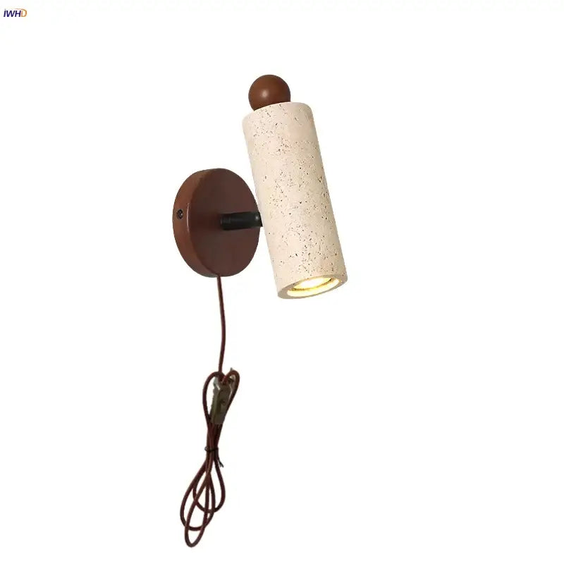 Yellow Travertine Wall Sconce with Rotating Design