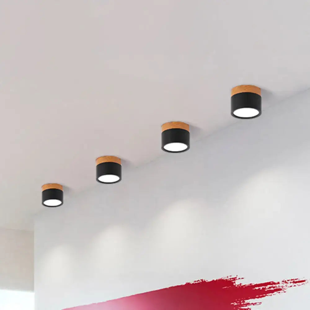 Yellow Wood Flush Ceiling Light