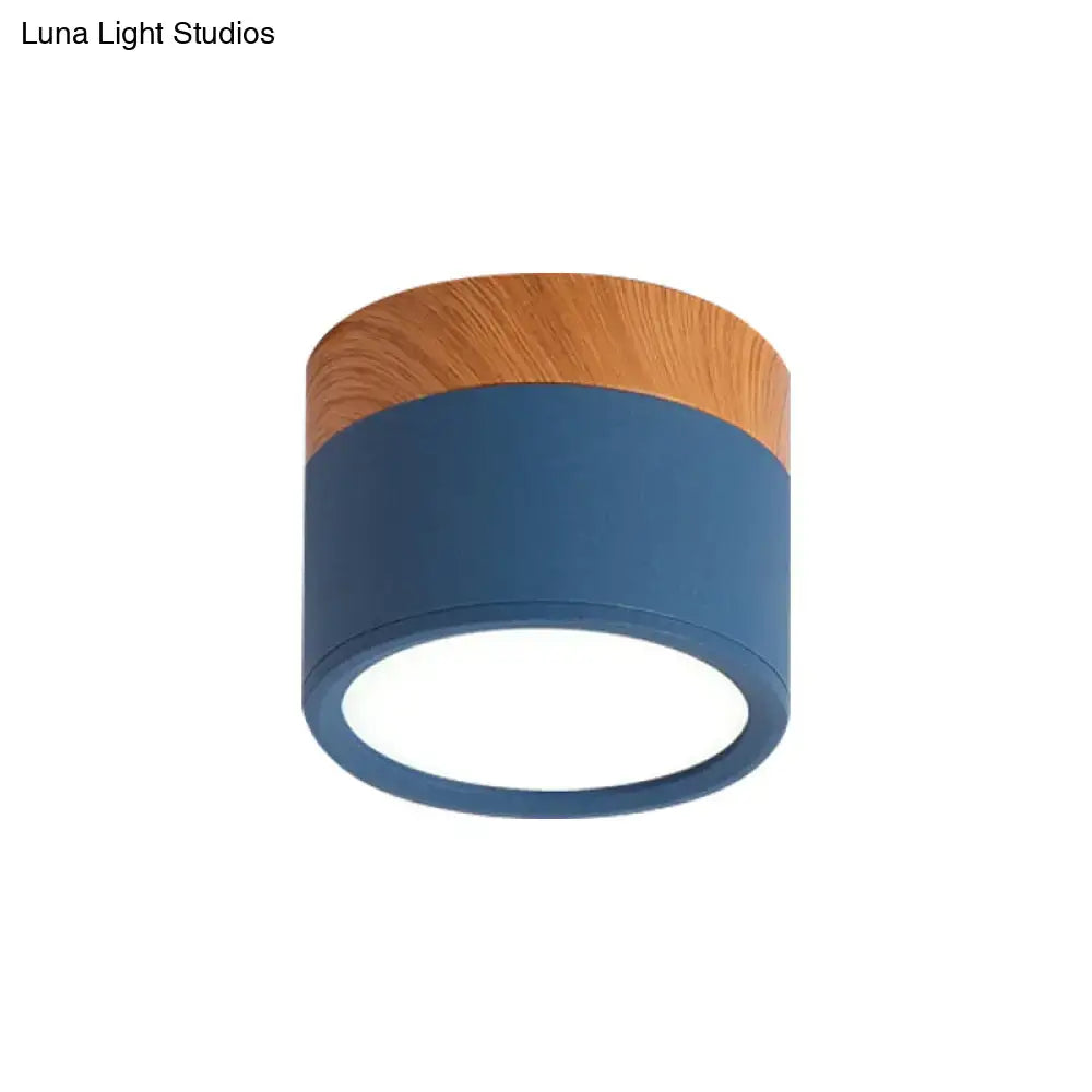Yellow Wood Flush Ceiling Light