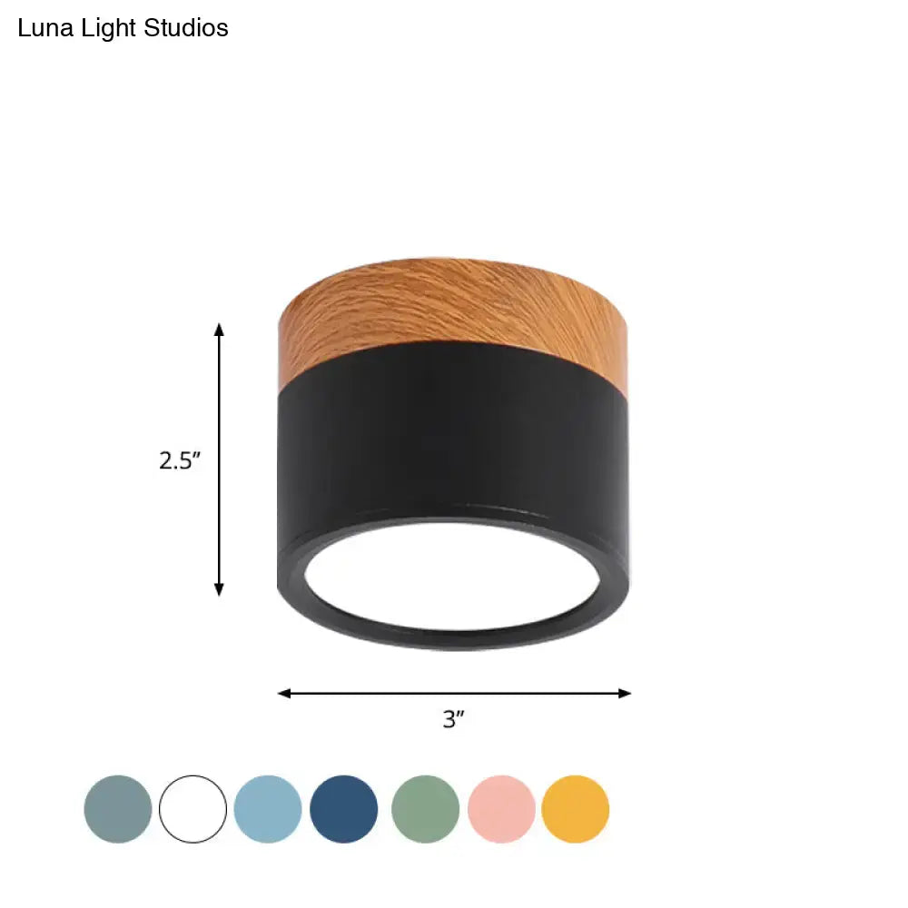 Yellow Wood Flush Ceiling Light