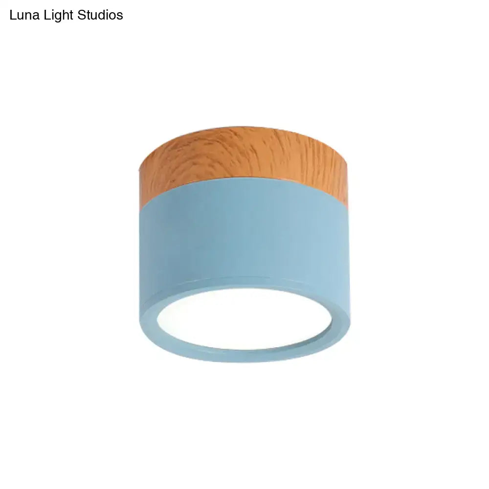 Yellow Wood Flush Ceiling Light