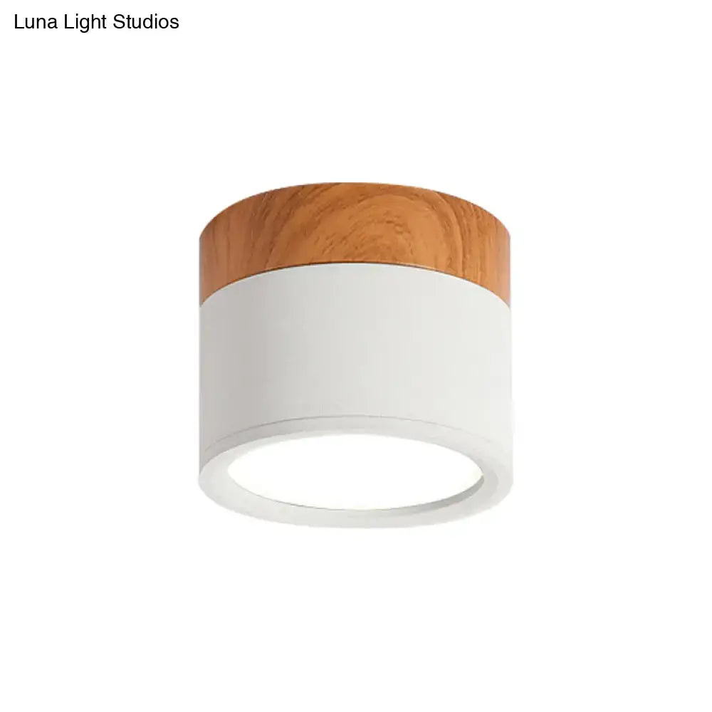 Yellow Wood Flush Ceiling Light