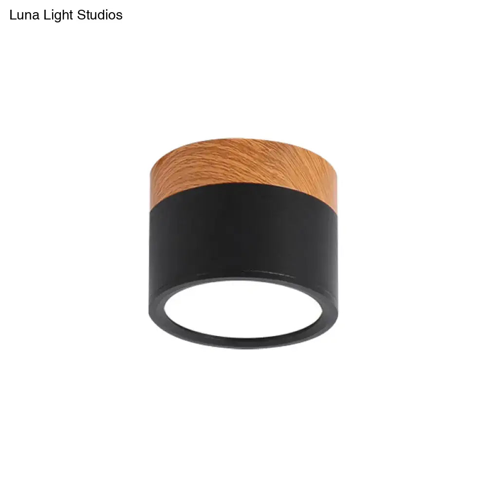 Yellow Wood Flush Ceiling Light