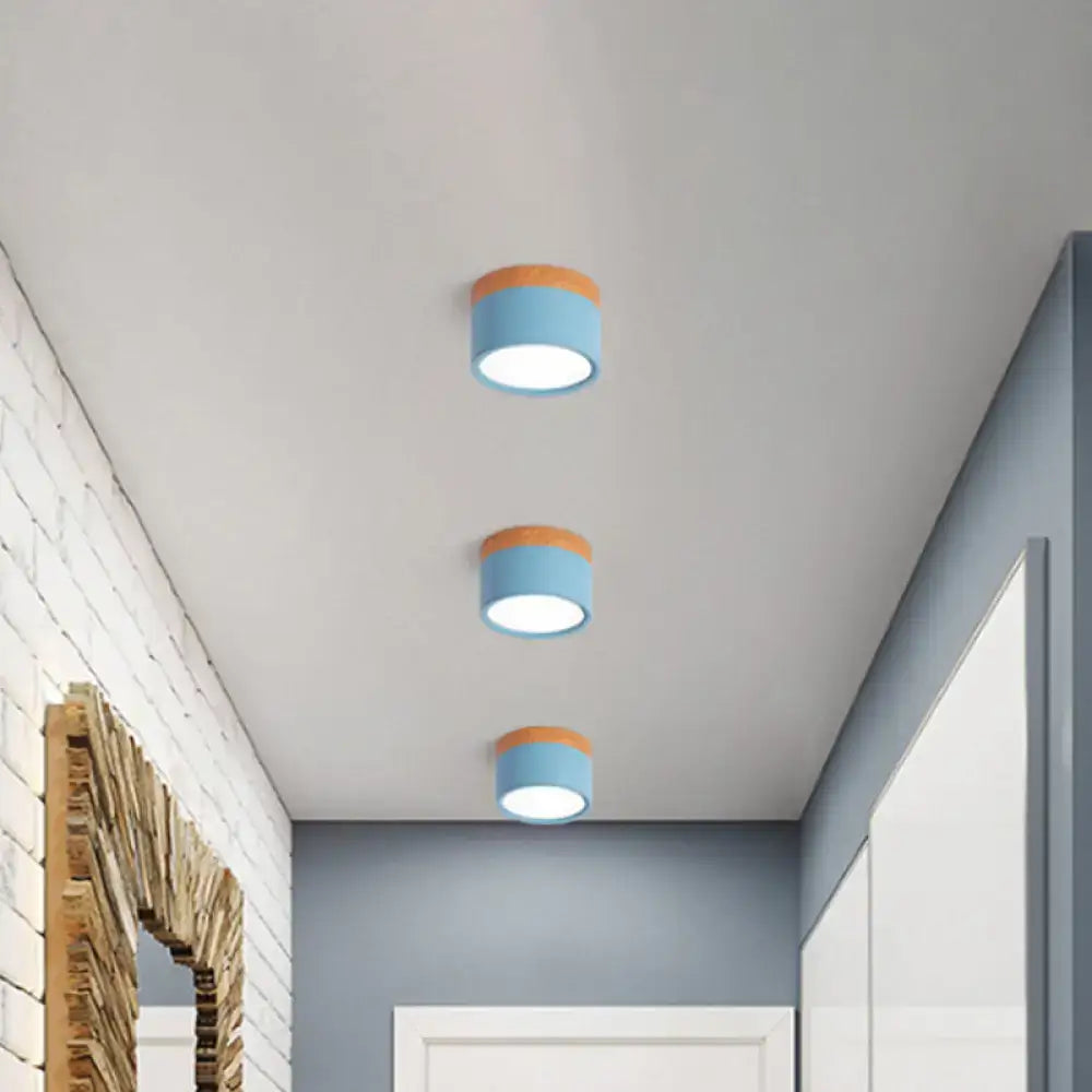 Yellow Wood Flush Ceiling Light