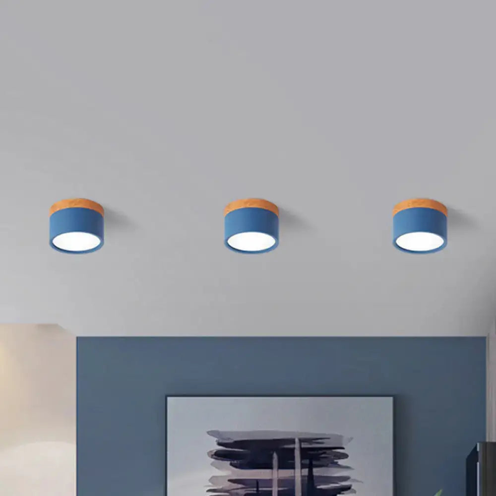 Yellow Wood Flush Ceiling Light