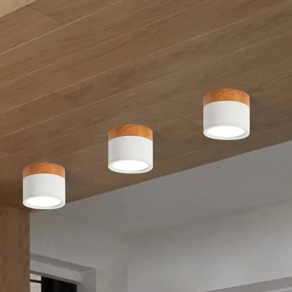Yellow Wood Flush Ceiling Light