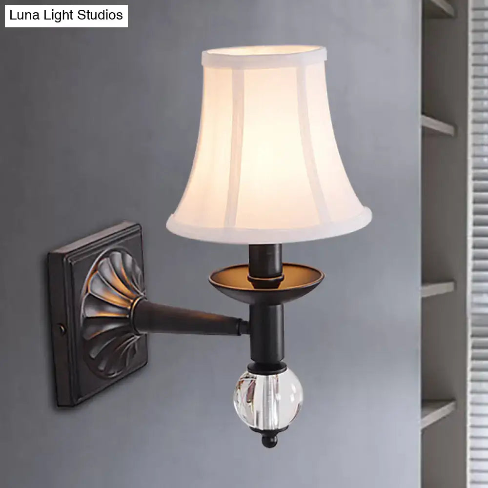 Black White Bell Sconce Adjustable Fabric Shade