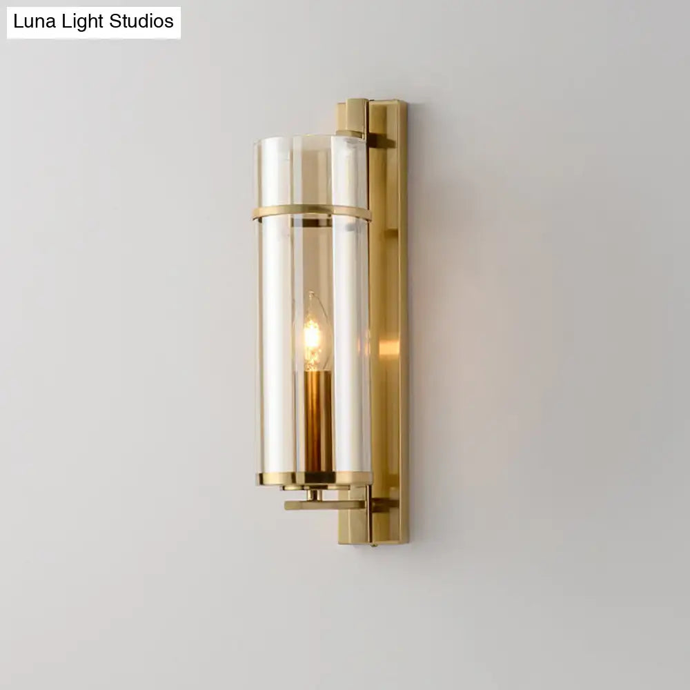 Brass Water Blue Glass Sconce