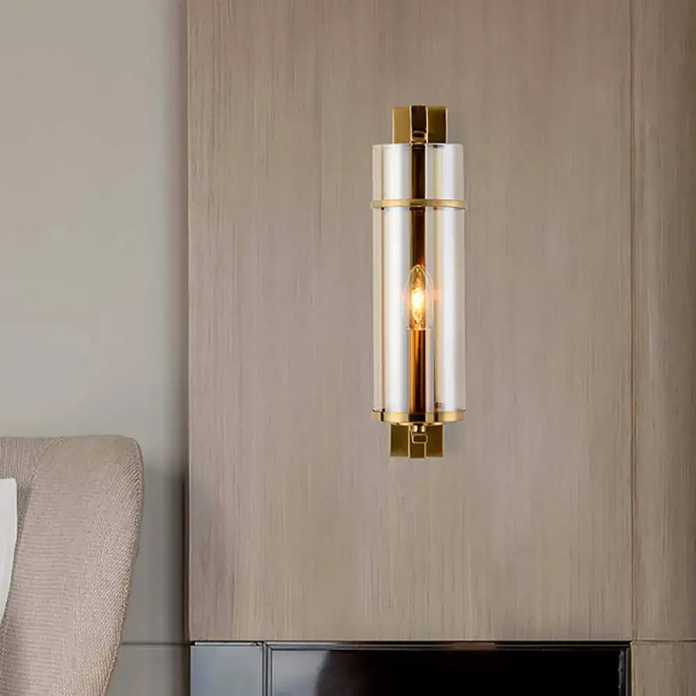 Brass Water Blue Glass Sconce