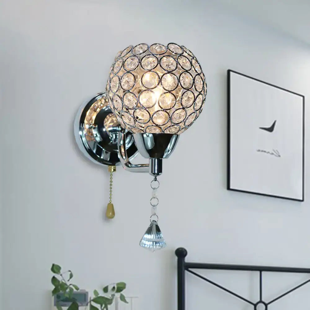 Chrome Crystal Metal Frame Wall Light