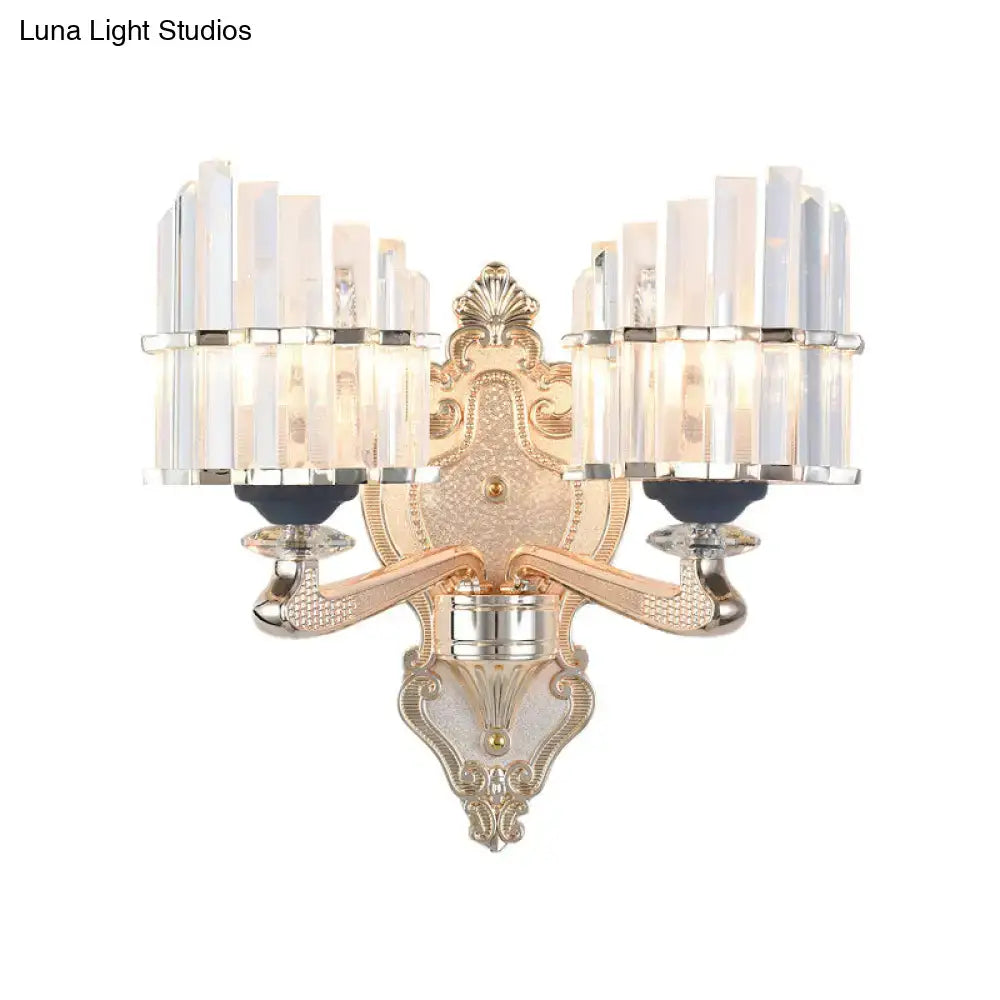 Gold Crystal Conical Rod Wall Sconce