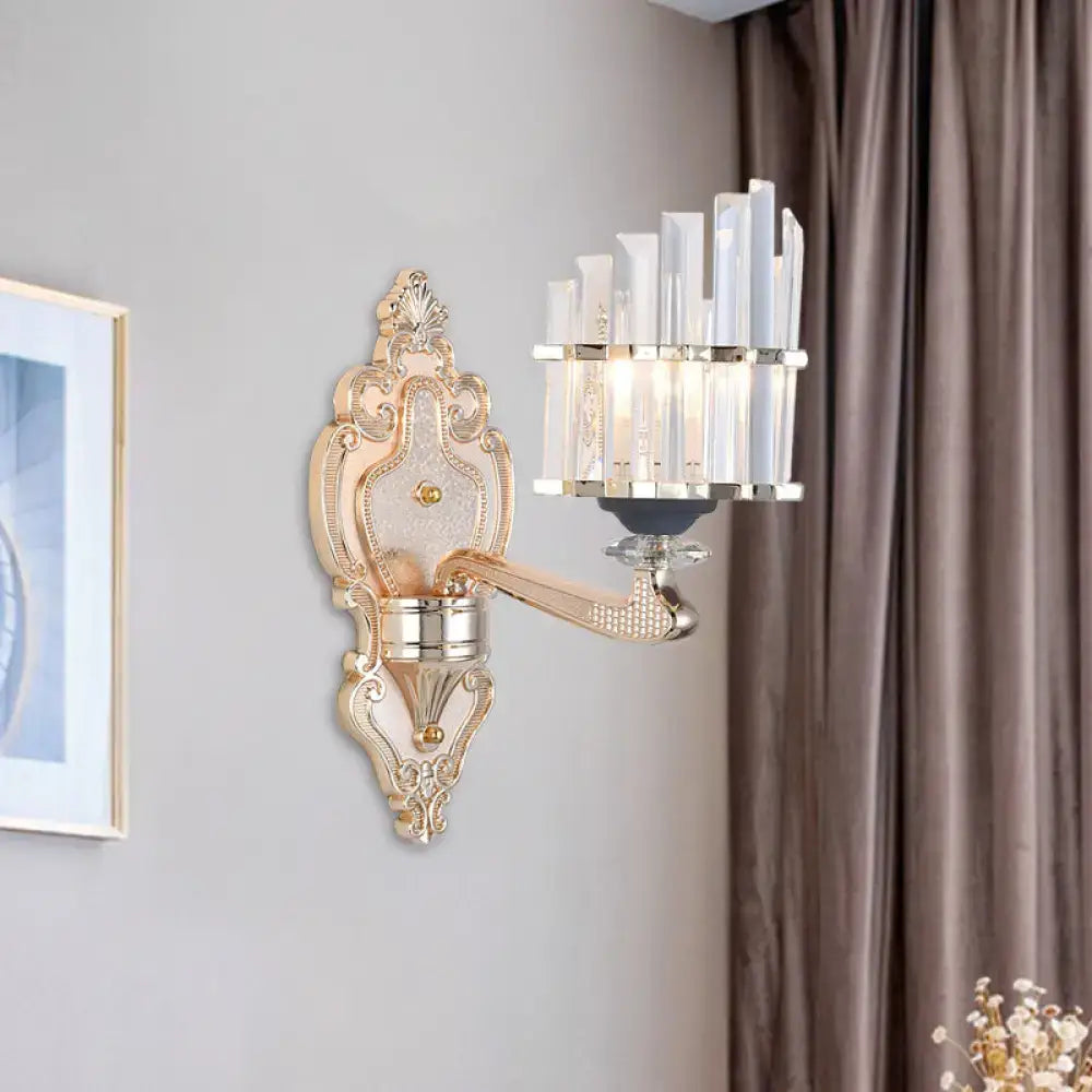 Gold Crystal Conical Rod Wall Sconce