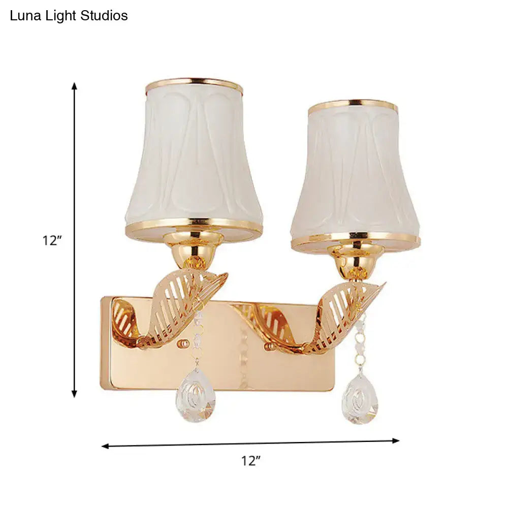 Gold Opal Glass Crystal Drop Wall Light