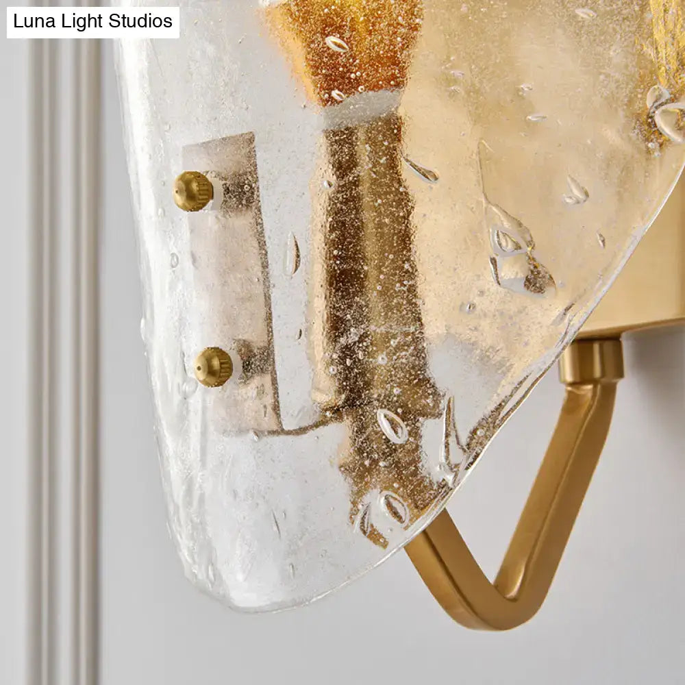 Gold Glass Shield Wall Sconce Industrial
