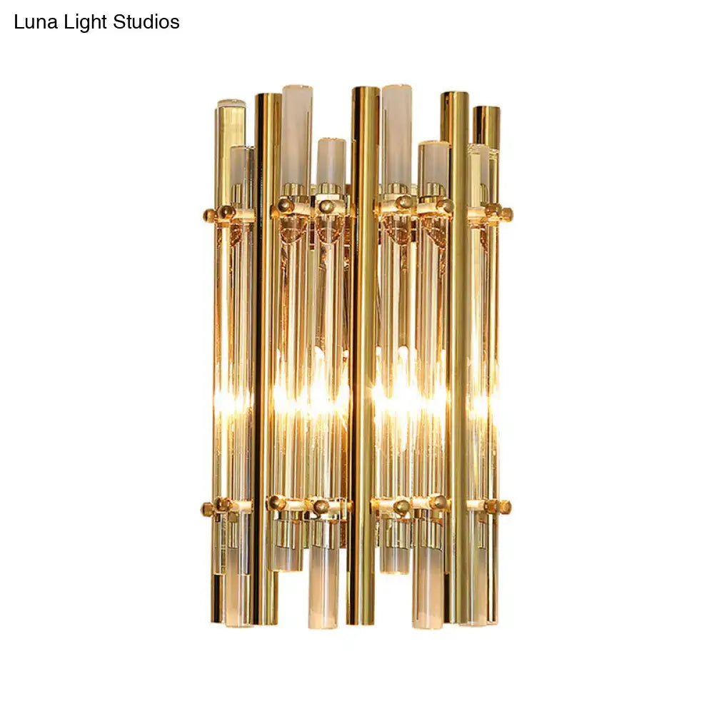 Gold Tubular Crystal Wall Sconce Bedroom