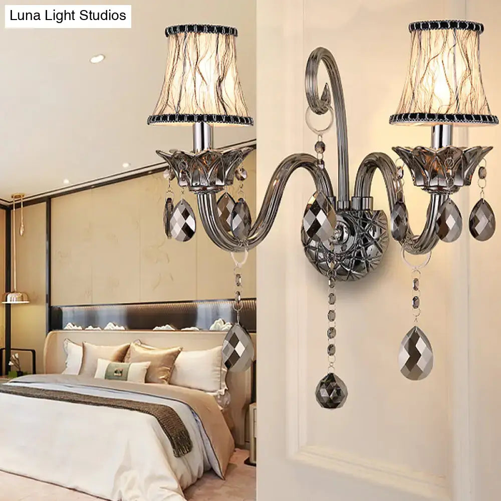 Smoke Grey Crystal Conical Sconce