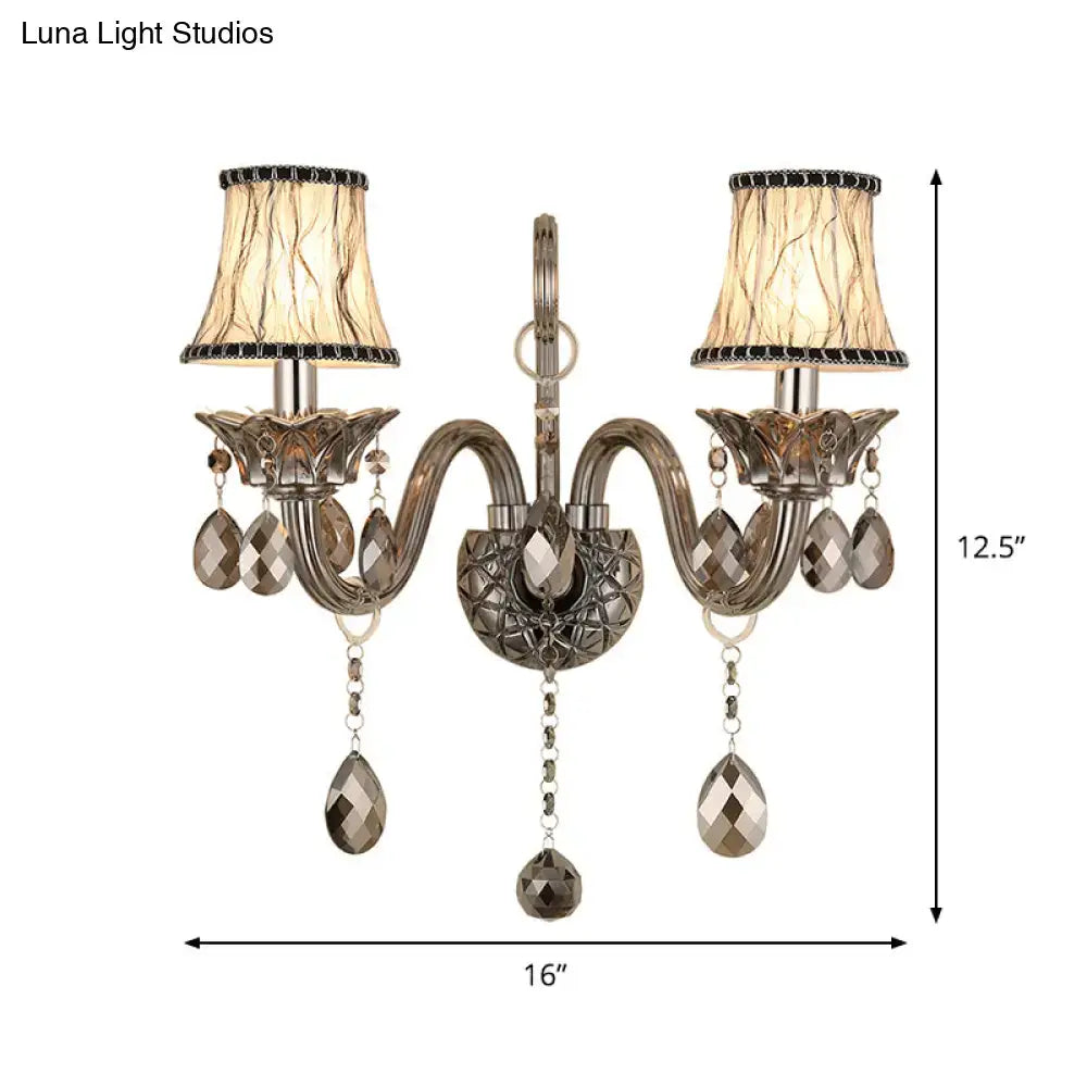 Smoke Grey Crystal Conical Sconce