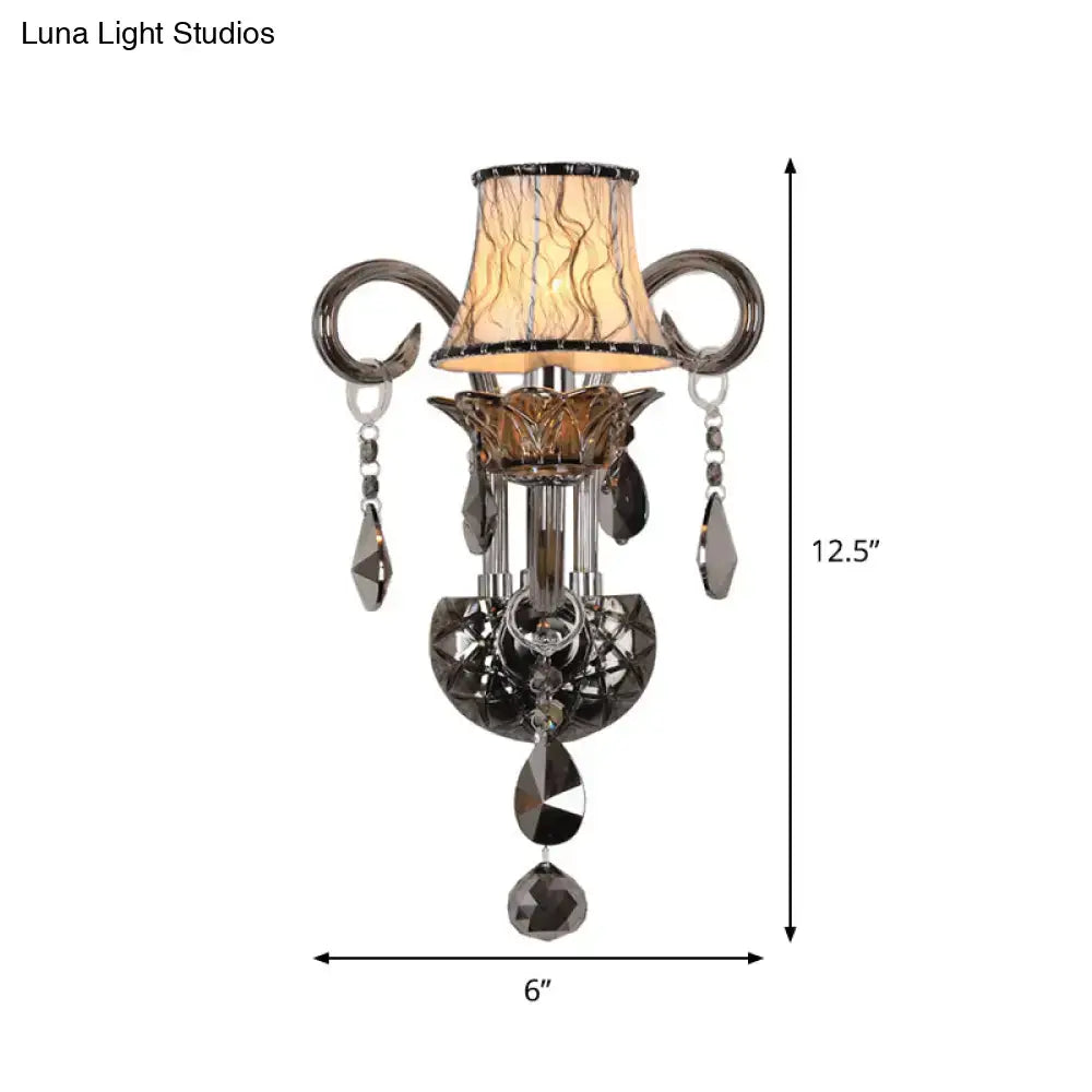 Smoke Grey Crystal Conical Sconce