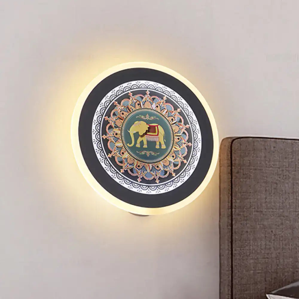 Teal Gold Elephant Sconce