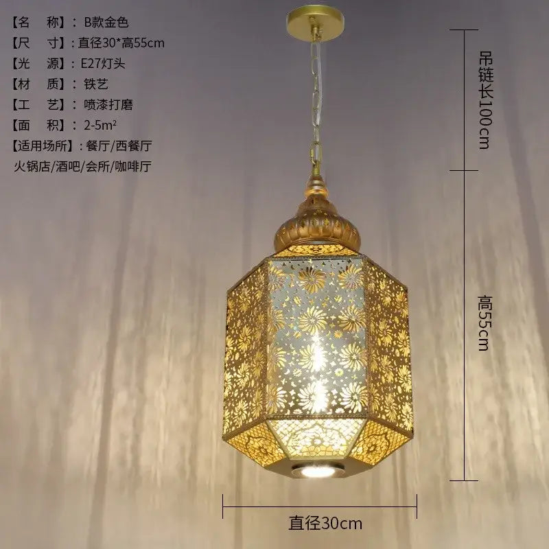 Gold Geometric Pendant Light Vintage Luxury Style