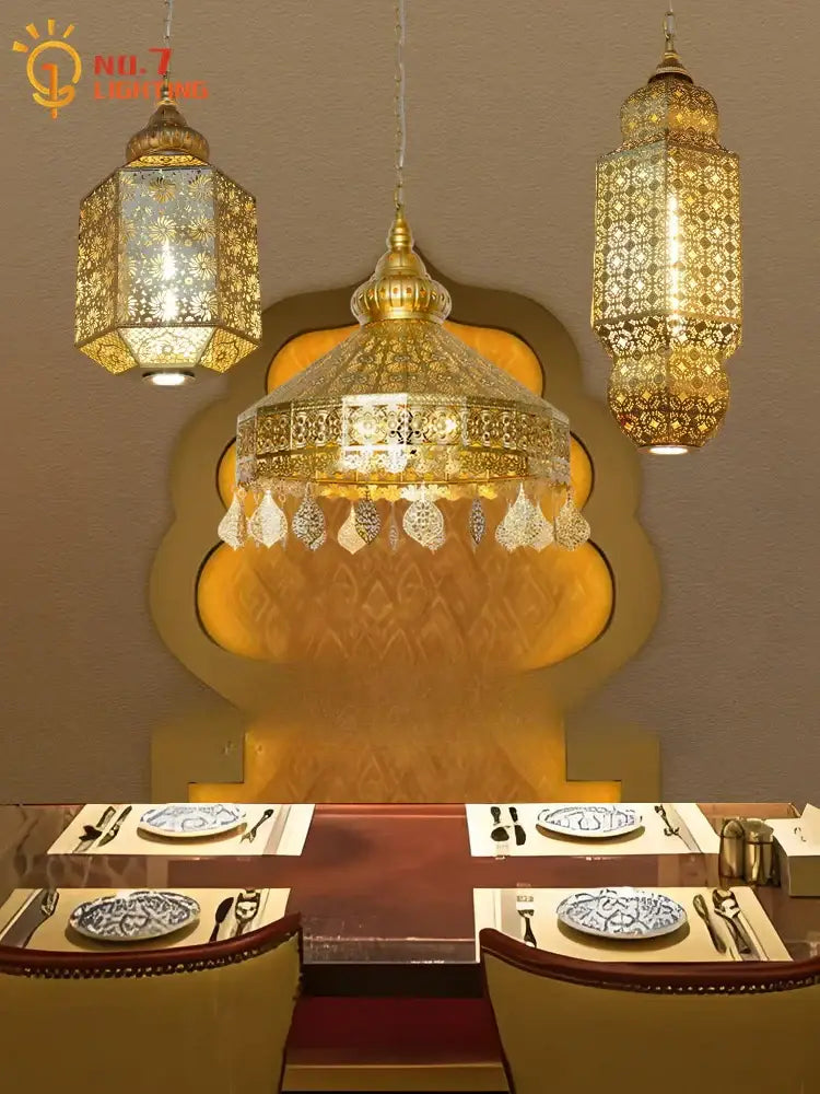 Gold Geometric Pendant Light Vintage Luxury Style