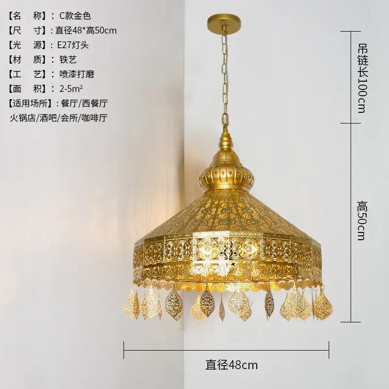 Gold Geometric Pendant Light Vintage Luxury Style