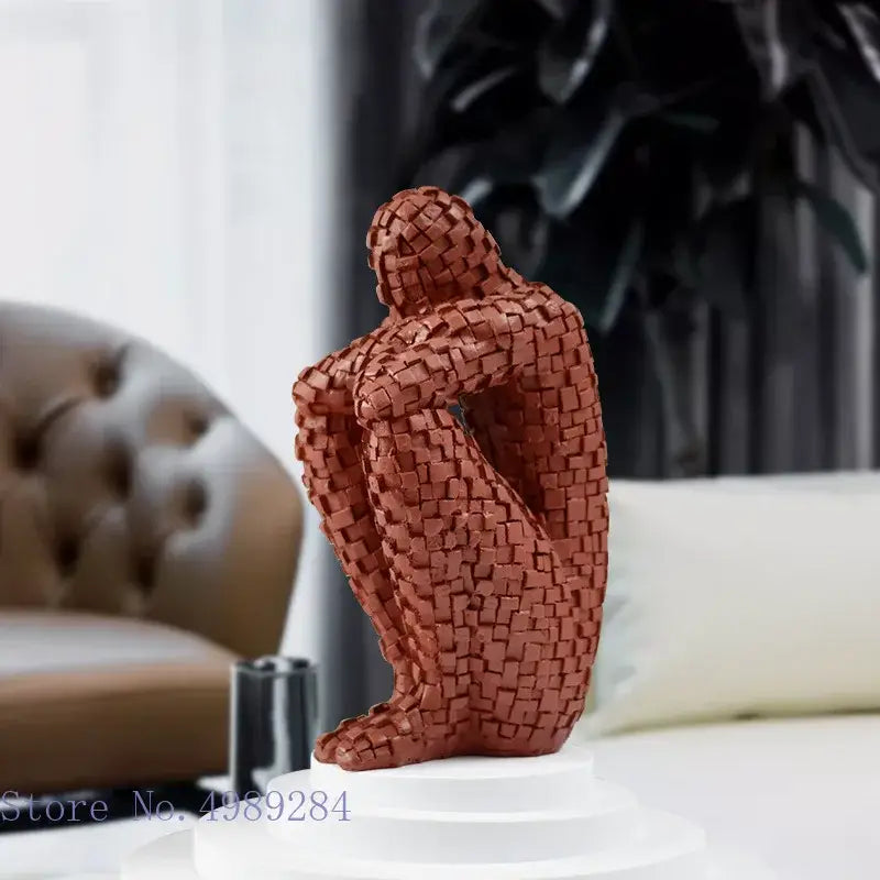 Golden Abstract Thinker Statue