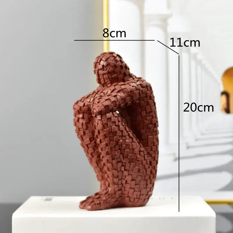 Golden Abstract Thinker Statue