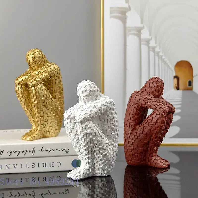 Golden Abstract Thinker Statue