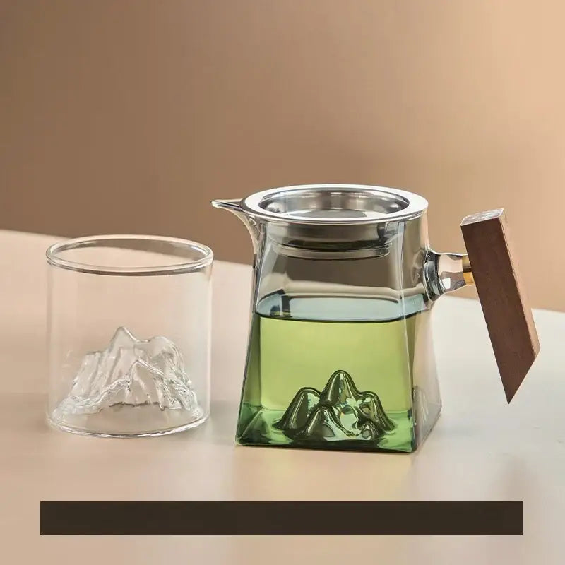 Glass Tea Cup Set Wood