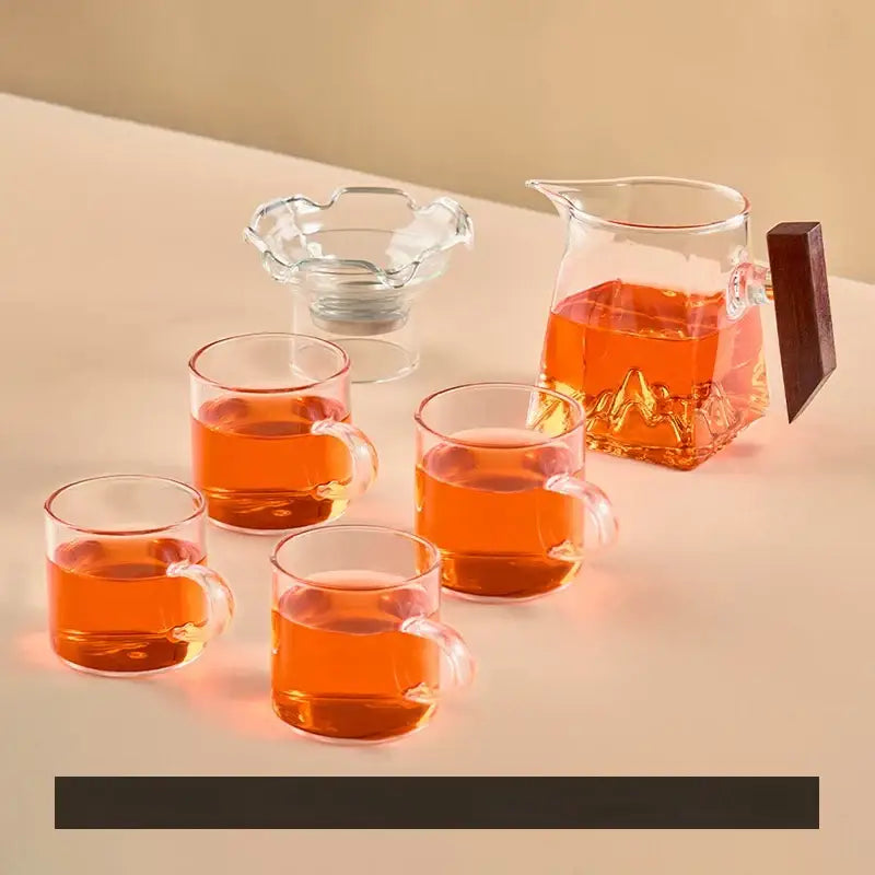 Glass Tea Cup Set Wood