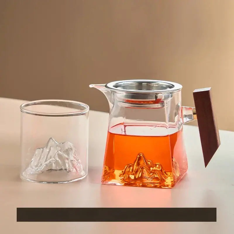 Glass Tea Cup Set Wood