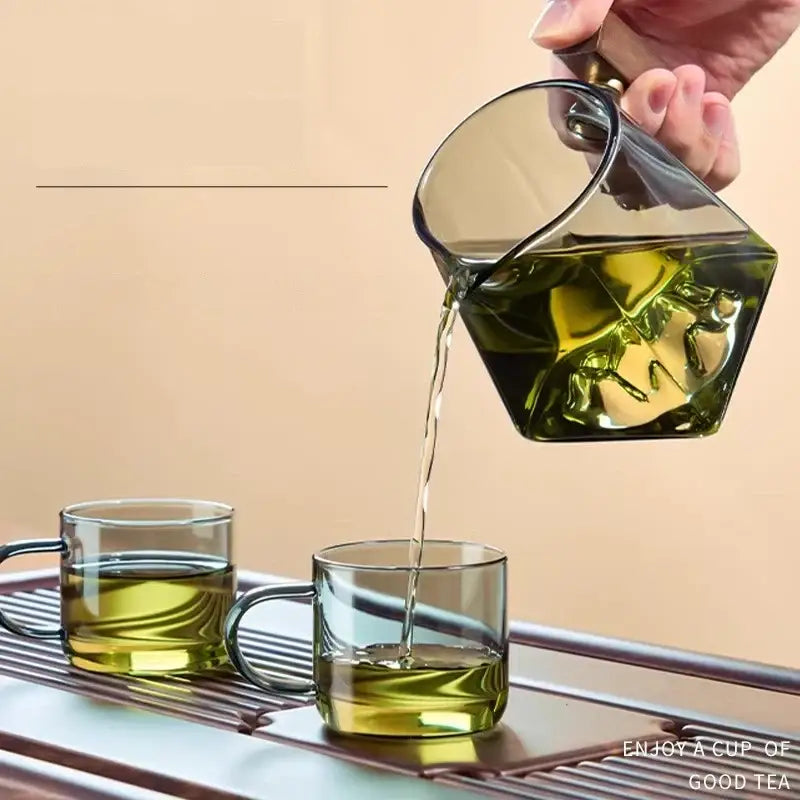 Glass Tea Cup Set Wood