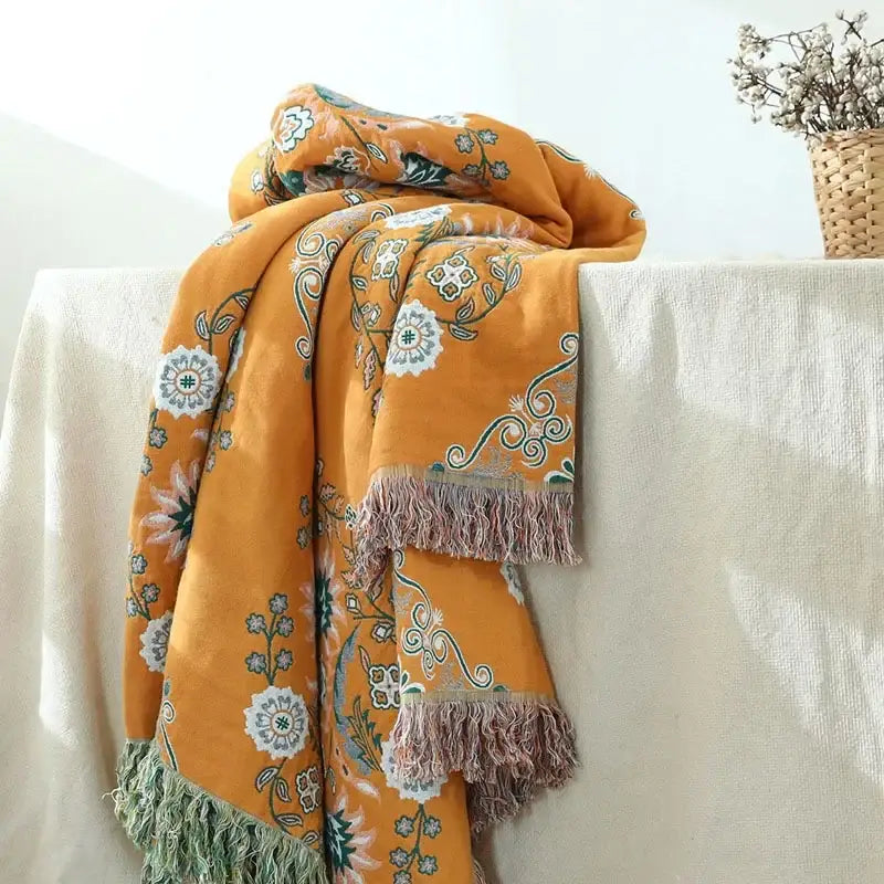 Teal Cotton Throw Blanket
